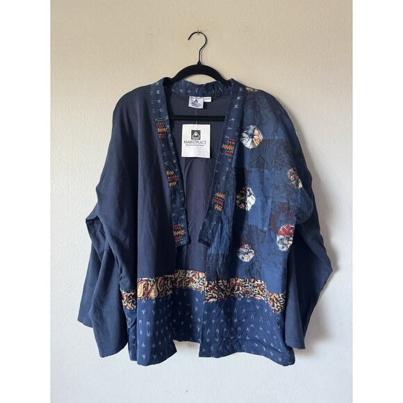 Marketplace India Unstructured Jacket Patchwork Artsy Boho Cotton Lagenlook Top - Picture 1 of 13